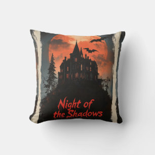 Coussin Nuit de l'ombre - Rétro Haunted House Design