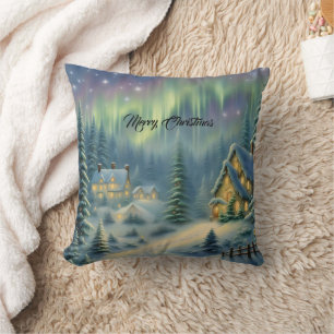 Coussin Nuit de Noël magique dans la forêt sous les étoile