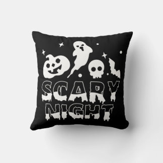 Coussin Nuit effrayante Halloween noir et blanc