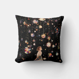 Coussin Nuit étoilée aux orbes lumineuses