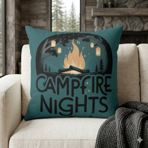 Coussin Nuits paisibles au coin du feu de camp Aventure ru