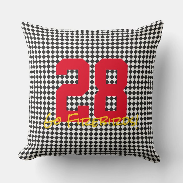 Coussin Numéro de sport Checkerboard Go TEAM NAME ! Amusan (Recto)