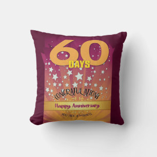 Coussin Numéro Gras - 60 Jours PERSONNALISÉ 12 Étapes Anni