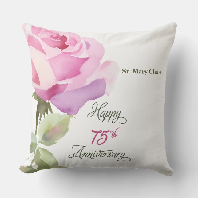 Coussin Nun Personalize 75th Anniversary Pink Rose (Recto)