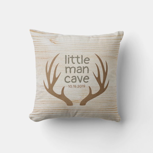 Coussin Nurserie de cabane de petit homme à bois rustiques (Recto)