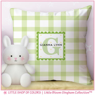 Coussin Nurserie personnalisée avec monogramme et vichy ve