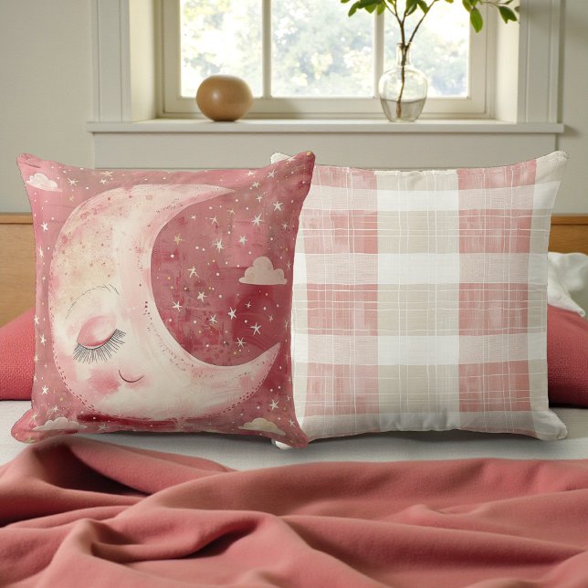 Coussin Nurserie Rustique Rouge Clair au Clair de Lune & C (Créateur téléchargé)