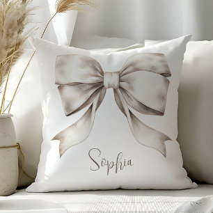 Coussin Nurserie Vintage Ruban à Arc Blanc