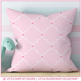 Coussin Nursery à motif en treillis à quatre feuilles rose