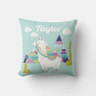Coussin Nursery d'alpaca de désert mignon et coloré
