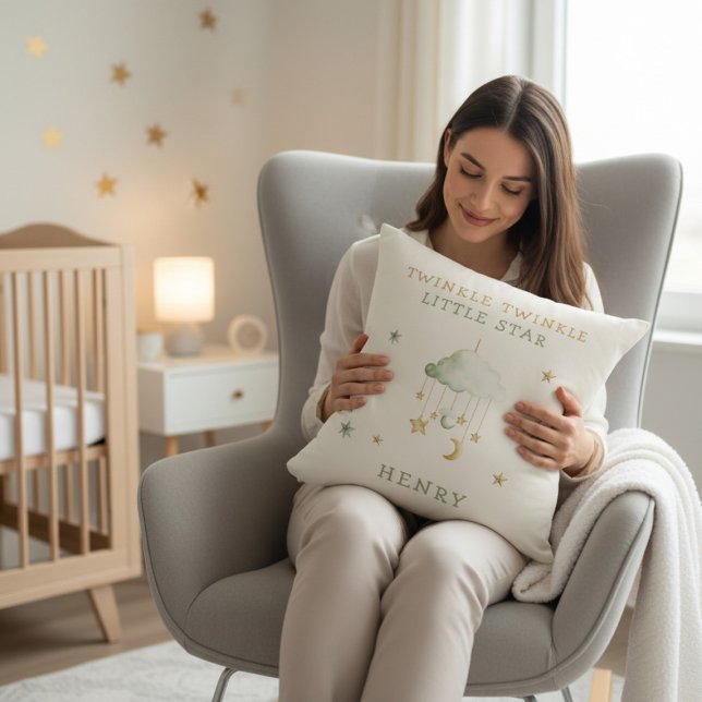 Coussin Nursery Decor Twinkle Little Star Celestial Theme  (Créateur téléchargé)