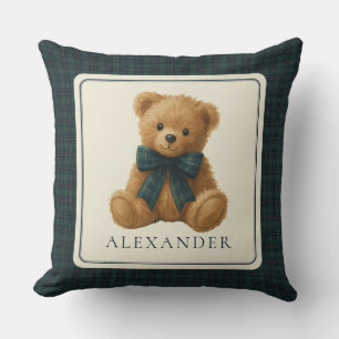 Coussin Nursery pour bébé garçon avec ours en peluche Polo