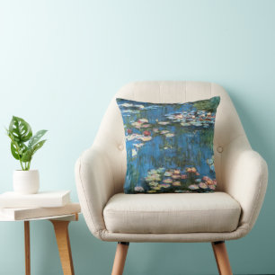 Coussin Nymphéas par Claude Monet, Impressionnisme Vintage