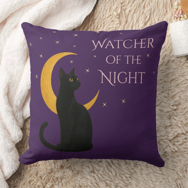 Coussin Observateur de la nuit - Chat noir d'Halloween (Couverture)