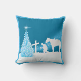 Coussin Occidental Noël Cowboy prier scène d'hiver