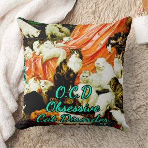 Coussin OCD Obsessive Cat Disorder Peinture par Carl Kahle