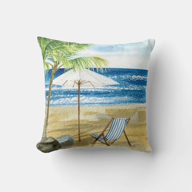 Coussin Ocean Beach Coastal Beach Chaise Jeu d'oreiller (Recto)