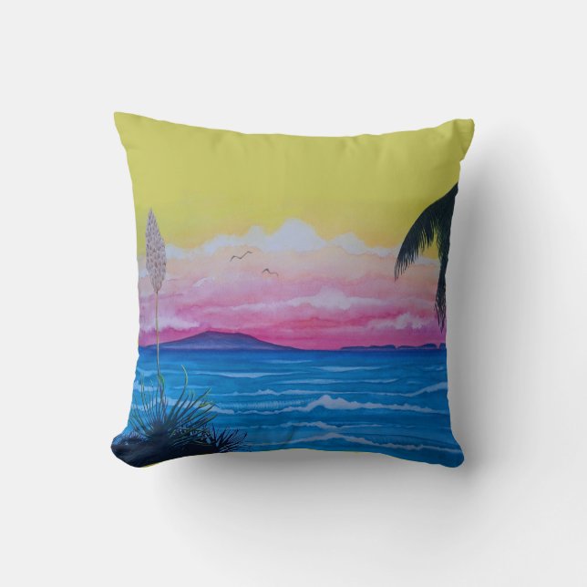Coussin Océan du coucher du soleil (Recto)