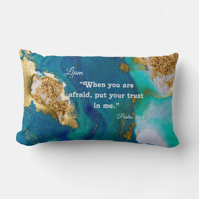 Coussin Ocean Lumbar personnalisé - Psaume 56:3 (Recto)