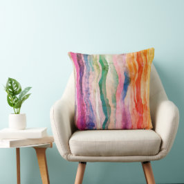 Coussin Ocean Waves Watercolor Arc en ciel