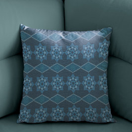 Coussin Octagon floral vert turquoise et patte diagonale