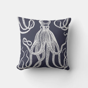 Coussin Octopus antique en bleu