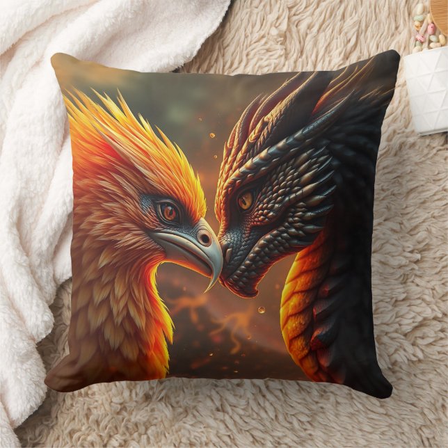 Coussin OEil à l'oeil avec un Phoenix et un Dragon (Couverture)