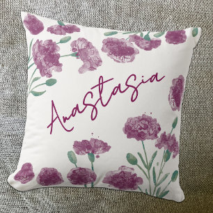 Coussin Œillet de naissance personnalisé de janvier