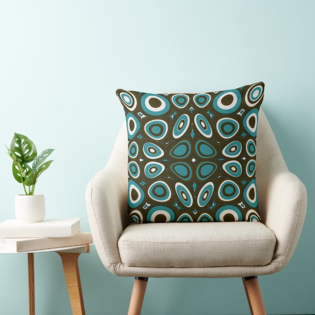 Coussin Oeufs psychédéliques Maz - Chocolat blanc Turquois (Chaise)