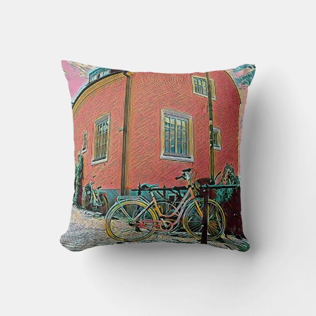 Coussin OEuvre cyclable rétro (Recto)