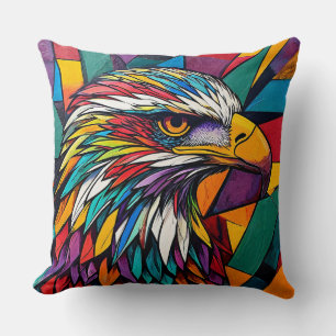 Coussin Œuvre d'art colorée d'aigle