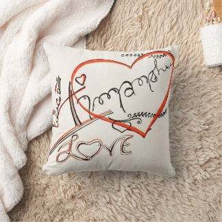 Coussin Œuvre d'art de calligraphie "Amour Éternel"