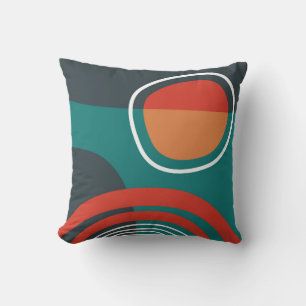 Coussin OEuvre d'art en boho blanc rouge bleu ciel