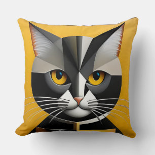 Coussin Œuvre d'art géométrique abstraite de chat