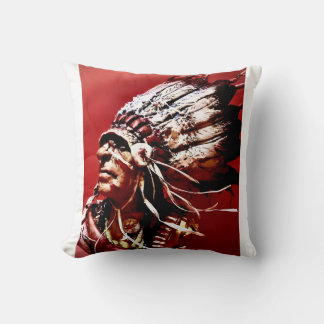 Coussin Œuvre d'art originale "Chef Nez-Percé" autochtone