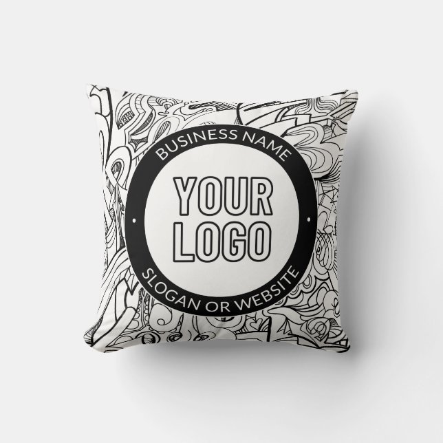 Coussin OEuvre de ligne moderne et votre logo avec texte m (Recto)
