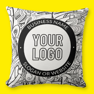 Coussin OEuvre de ligne moderne et votre logo avec texte m
