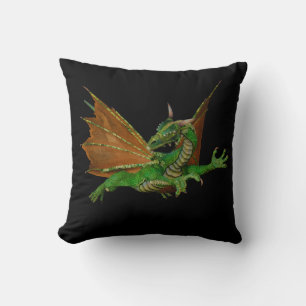 Coussin Oeuvre d'Imaginaire Dragon Vert