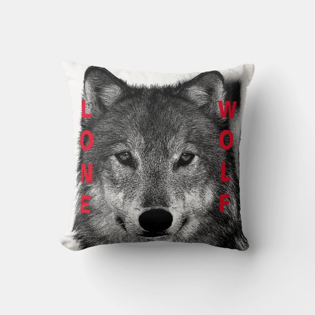Coussin OEuvre d'oeil de loup noir et blanc (Recto)