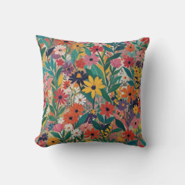 Coussin OEuvre florale colorée
