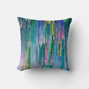 Coussin OEuvre multicolore aquarelle