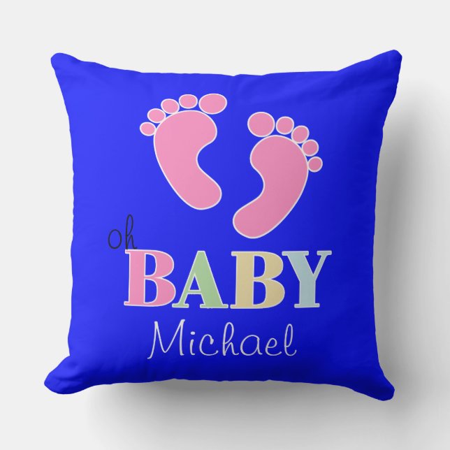 Coussin Oh baby Cute Personnalisé Nouveau bébé Nom Nursery (Recto)
