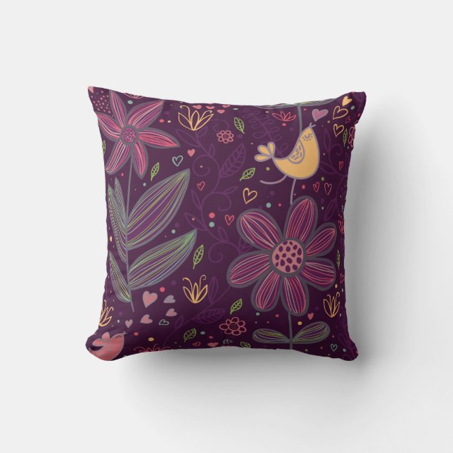 Coussin Oh birdie jaune (Recto)