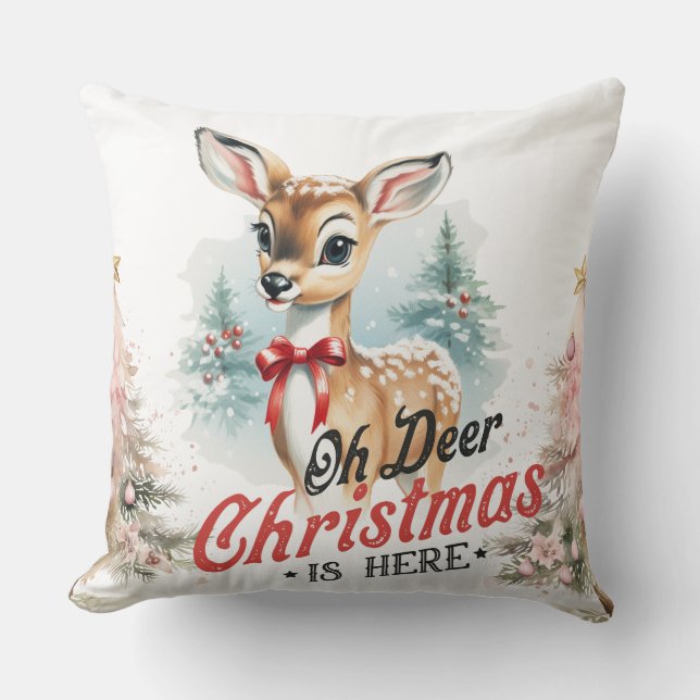 Coussin Oh Deer Christmas est ici Jeu d'oreiller (Recto)