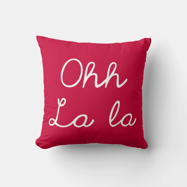 Coussin Oh La de La - rose de cerise (Recto)