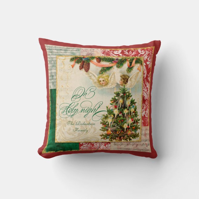 Coussin Oh nom de famille saint d'anges d'arbre de Noël de (Recto)