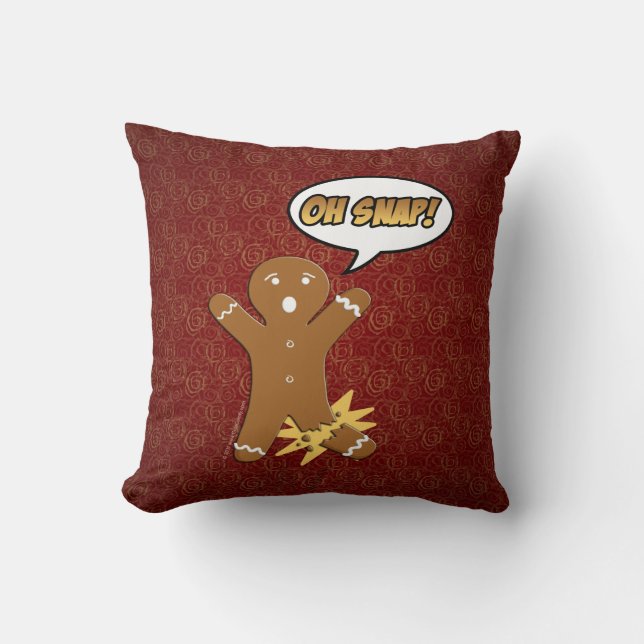 Coussin Oh Snap Funny Christmas Gingerbread Homme Broken (Recto)