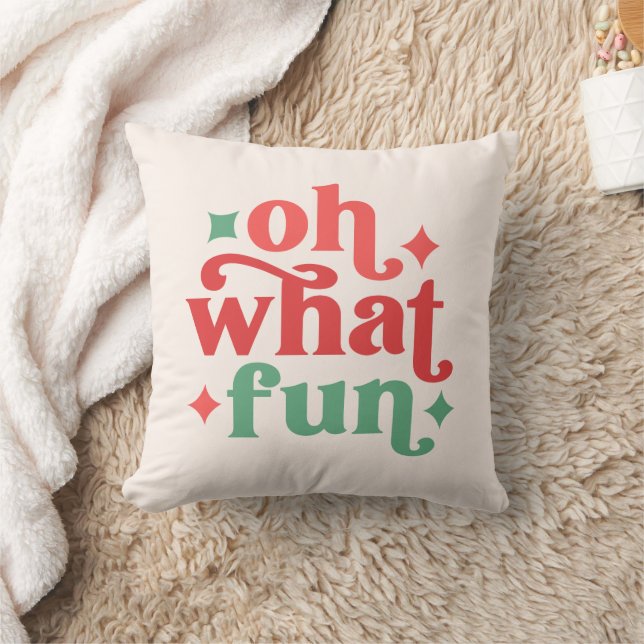 Coussin Oh What Fun - Festive Holiday Typographie (Couverture)