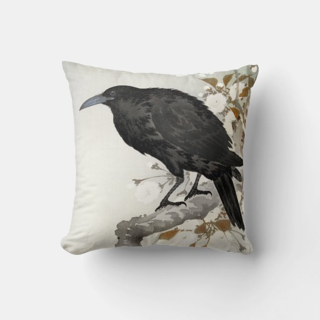 Coussin Ohara Koson A Crow et la Pleine lune (Recto)