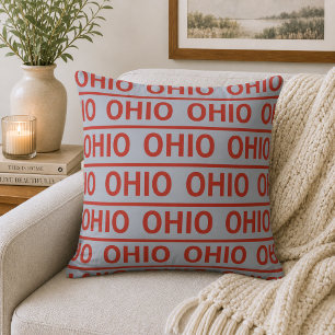 Coussin Ohio réversible rouge et gris